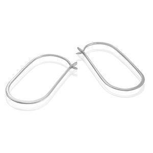 STERLING SILVER Rustic Oblong HOOP EARRINGS e10059